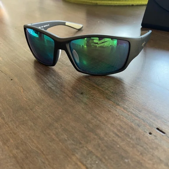 Local Kine black frames w MauiGreen mirror lenses (glass)